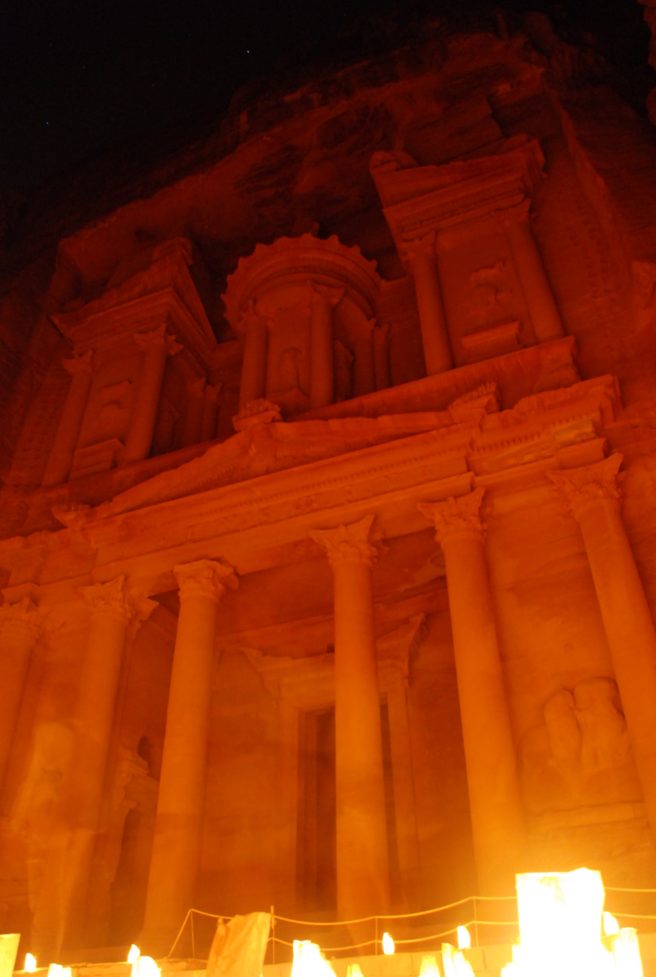 Petra lit by candles at night