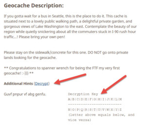 Hints and ROT13 encryption