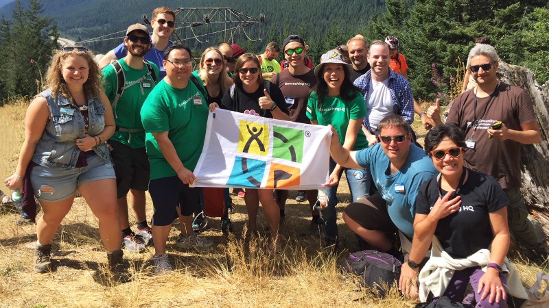 A geocaching crew goes for 13 different icons in one day